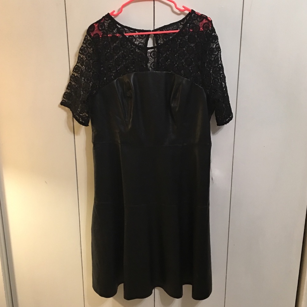 💋 Eloquii Studio Lace & Leather Dress